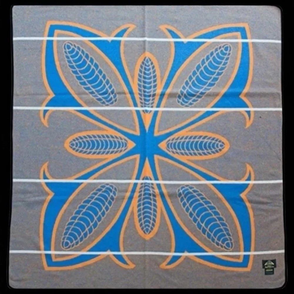 Cozy Wool Throw Blanket | NEW Orange & Blue | South Africa | Size 61”x65”